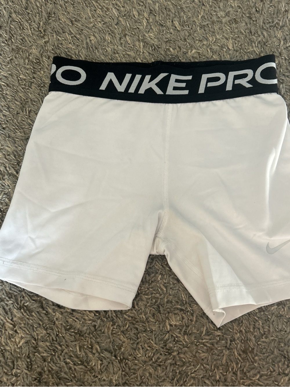 Nike Pro White Shorts with Black Waistband